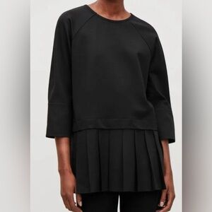 COS Black Pleated jersey top